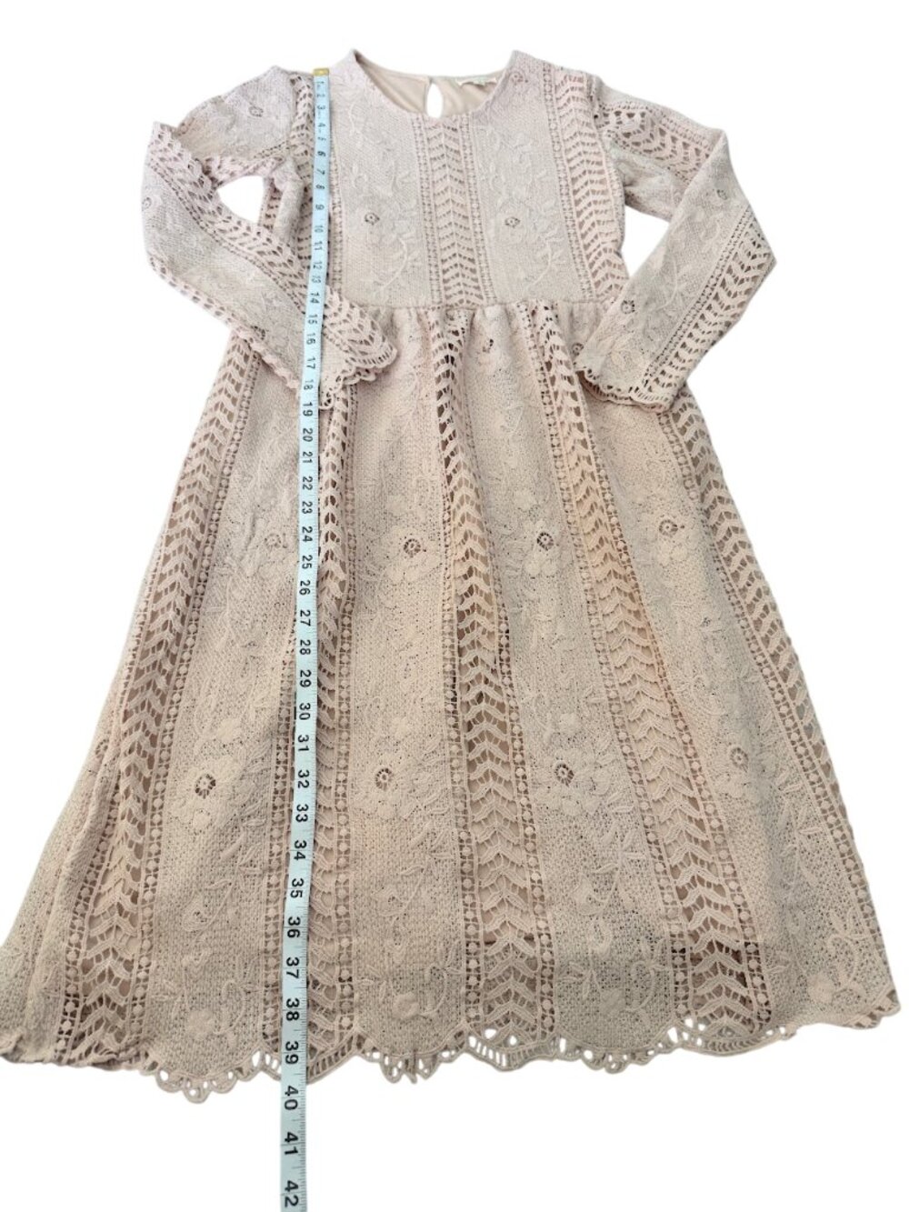 Tea & Rose Lace Dress Blush Pink Boho Cottage Small - Picture 7 of 10
